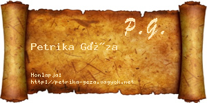 Petrika Géza névjegykártya