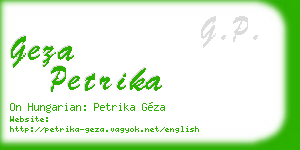 geza petrika business card