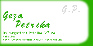 geza petrika business card